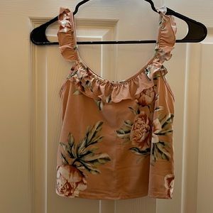 Cute floral ruffle crop top S